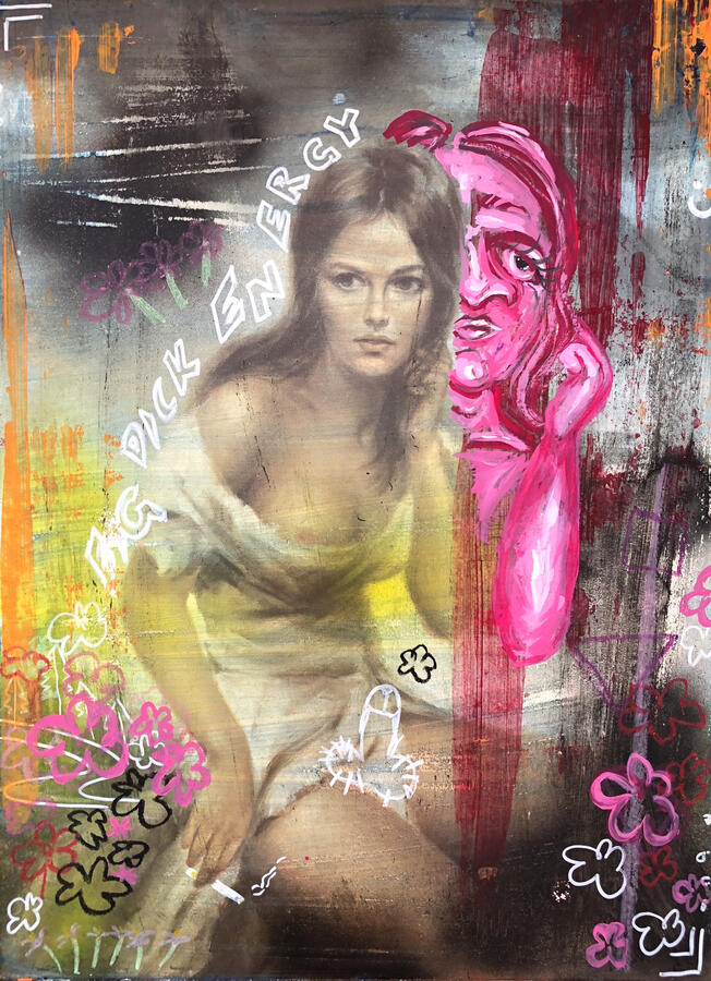 &quot;Big d*** energy&quot; mixed Media auf Fine-Art Print Original verkauft