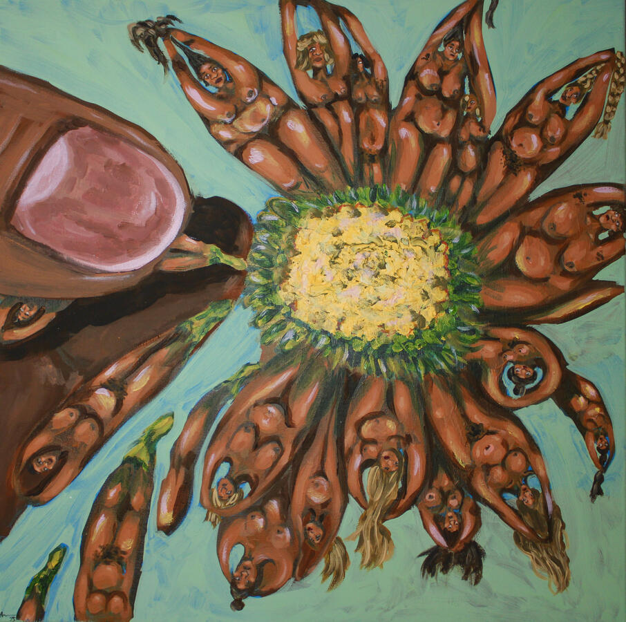 &quot;Er liebt mich, er liebt mich nicht&quot; mixed Media auf Leinwand