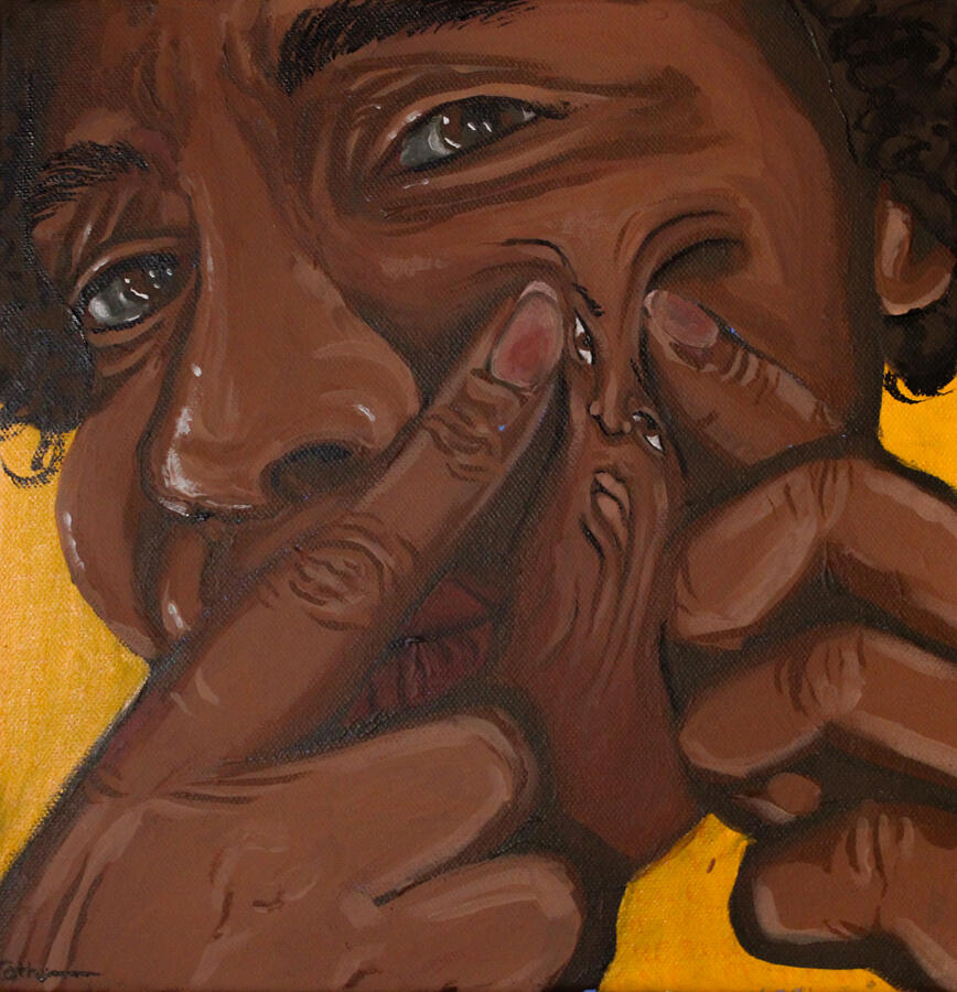 &quot;Pickel ausdrücken&quot; Acryl auf Leinwand 20x0cm