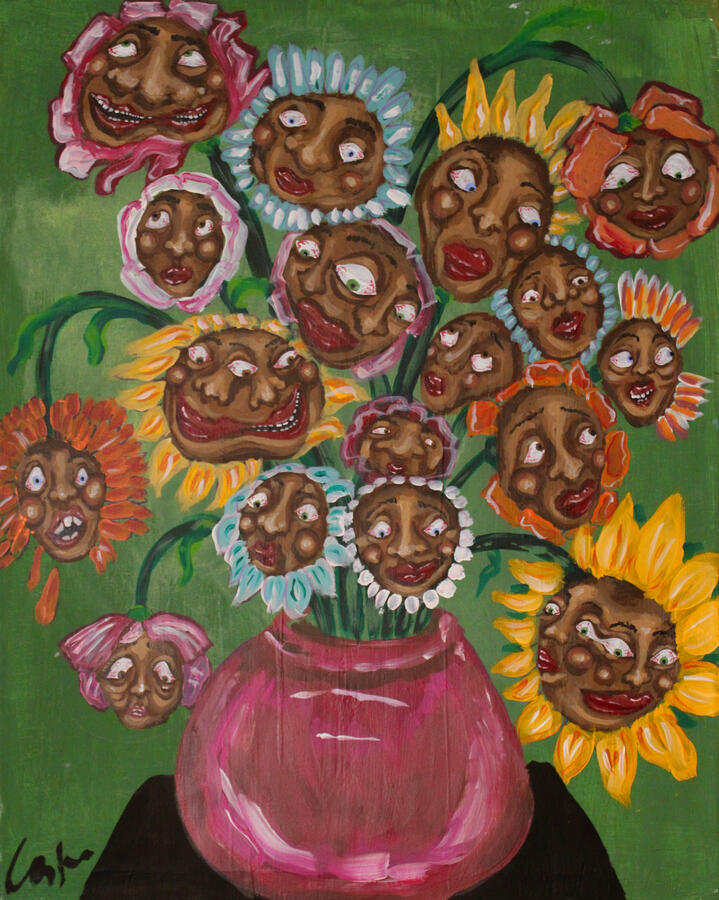 &quot;Kopf im Strauß&quot; Acryl auf Leinwand 30x40cm