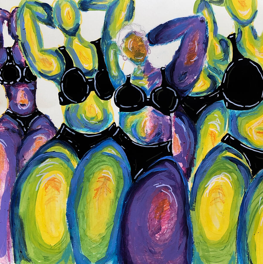 &quot;Slay away pt1&quot; Acryl und Ölkreide auf Papier 30x30cm